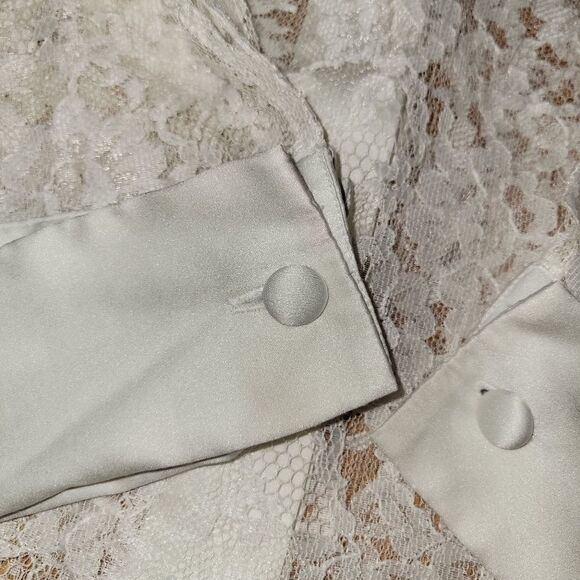 Vintage Gold Label Victoria's Secret White Lace Bridal Nightgown Shirt M/L - Picture 13 of 15